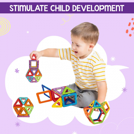 Joc STEM de constructie Mag Blocks, cu 12 piese magnetice [4]