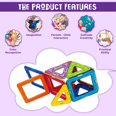 Joc STEM de constructie Mag Blocks, cu 12 piese magnetice [6]