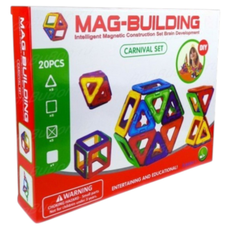 Seturi de constructie - Joc STEM de constructie Mag Blocks, cu 20 piese magnetice