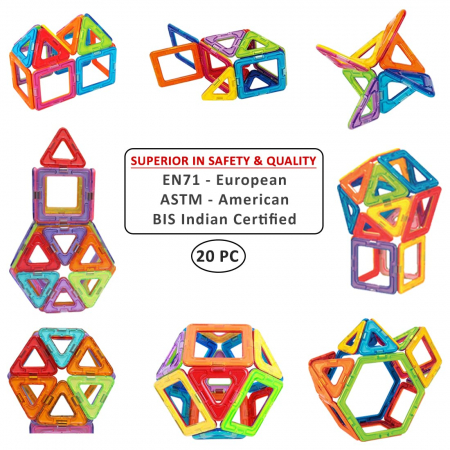 Joc STEM de constructie Mag Blocks, cu 20 piese magnetice [5]