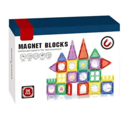 Joc STEM de constructie Magnet Blocks, cu 100 piese magnetice [6]