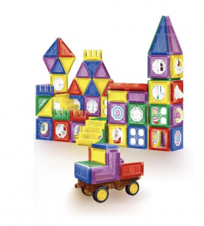 Joc STEM de constructie Magnet Blocks, cu 100 piese magnetice [4]
