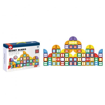 Jocuri si Jucarii - Joc STEM de constructie Magnet Blocks, cu 100 piese magnetice
