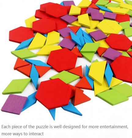 Jocuri si Jucarii - Joc Tangram cu 155 piese, din lemn