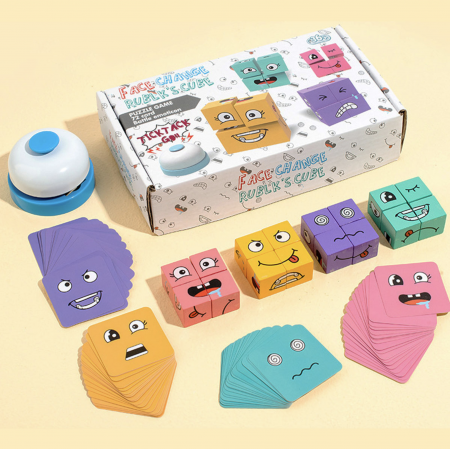 Jocul emotiilor prin cuburi puzzle Expresii Faciale, din lemn [3]