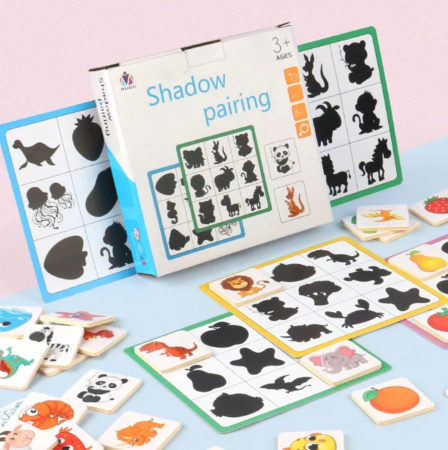 Jocuri si Jucarii - Jocul Umbrelor Puzzle de asociere educativ - Shadow Pairing, din lemn