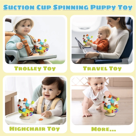 Jucarie 2 in 1 cu ventuza si activitati senzoriale rotative, Catel, 18 luni+ [5]