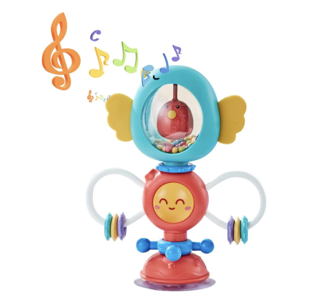 Jucarie 2 in 1 cu zornaitoare, ventuza si functii rotative, ABS, 6 luni+, verde [5]