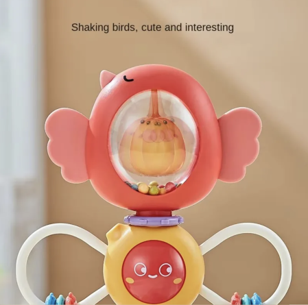 Jucarie 2 in 1 cu zornaitoare, ventuza si functii rotative, ABS, 6 luni+, rosu [2]