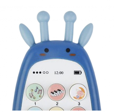 Jucarie 2 in 1 telefon cu jucarie de dentitie, girafa albastru [16]