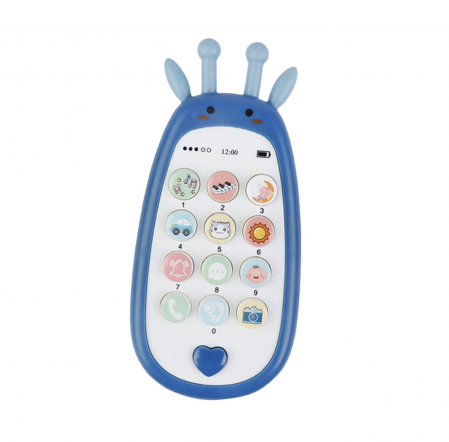 Jucarie 2 in 1 telefon cu jucarie de dentitie, girafa albastru [13]