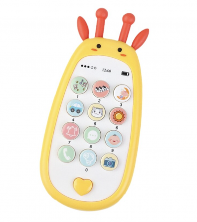 Jucarie 2 in 1 telefon cu jucarie de dentitie, girafa galben [4]