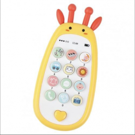 Jucarie 2 in 1 telefon cu jucarie de dentitie, girafa galben [2]