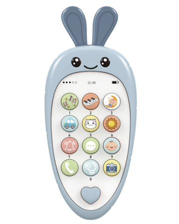 Jocuri si Jucarii - Jucarie 2 in 1 telefon cu jucarie de dentitie, iepurasul bleu