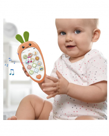 Jucarie 2 in 1 telefon cu jucarie de dentitie, iepurasul portocaliu [3]