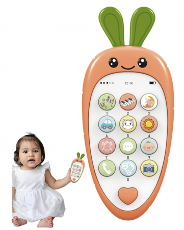 Jucarie 2 in 1 telefon cu jucarie de dentitie, iepurasul portocaliu [6]