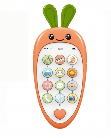 Jocuri si Jucarii - Jucarie 2 in 1 telefon cu jucarie de dentitie, iepurasul portocaliu