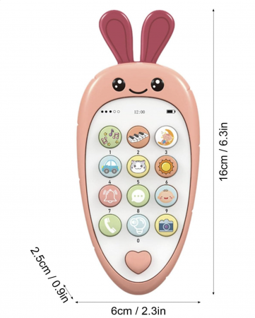Jucarie 2 in 1 telefon cu jucarie de dentitie, iepurasul roz [5]