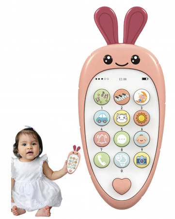 Jucarie 2 in 1 telefon cu jucarie de dentitie, iepurasul roz [8]