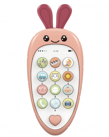 Jocuri si Jucarii - Jucarie 2 in 1 telefon cu jucarie de dentitie, iepurasul roz