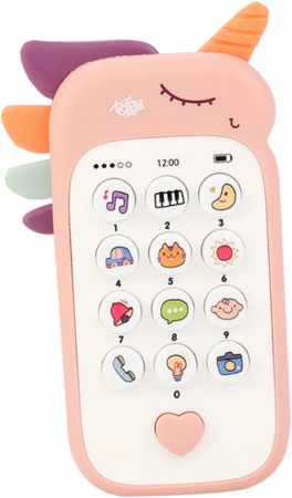 Jucarie 2 in 1 telefon cu jucarie de dentitie, unicorn roz [2]