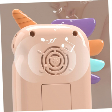 Jucarie 2 in 1 telefon cu jucarie de dentitie, unicorn roz [3]