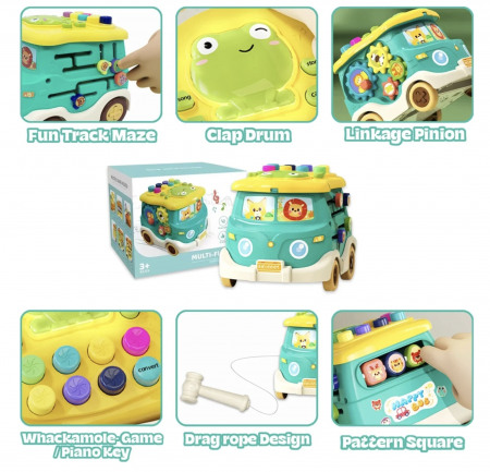 Jucarie Autobuz Interactiv cu 6 Activitati, Ciocanel si Sunete [2]
