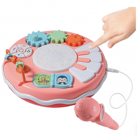Toba muzicala cu microfon, pian si 5 activitati, roz [2]