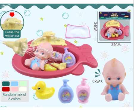 Jucarie baie bebe Set spalarea bebelusilor cu cadita, pestisor si accesorii [4]