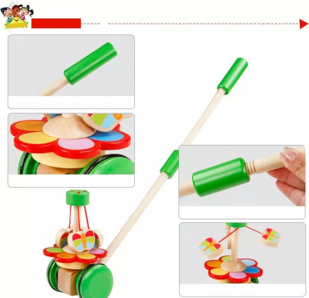 Jucarie bebe de impins Fluturasii Veseli, din lemn [9]