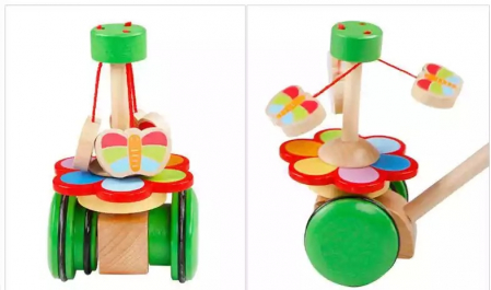 Jucarie bebe de impins Fluturasii Veseli, din lemn [7]