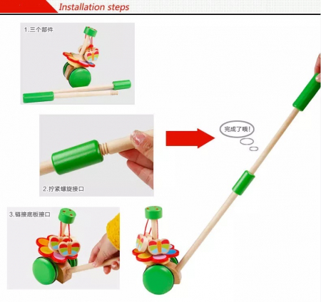 Jucarie bebe de impins Fluturasii Veseli, din lemn [11]