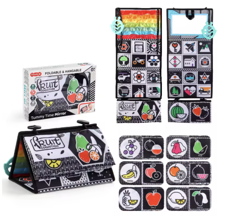 Carte Senzoriala Interactiva pentru Bebelusi – Cu Oglinda, Culori si Activitati Educative [2]