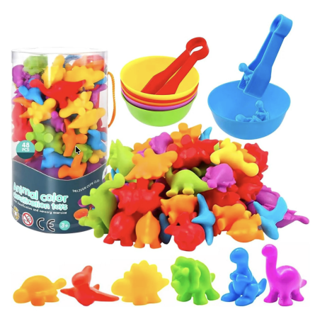 Jocuri si Jucarii - Jucarie creativa si de clasificare a culorilor Curcubeu, Dinozauri