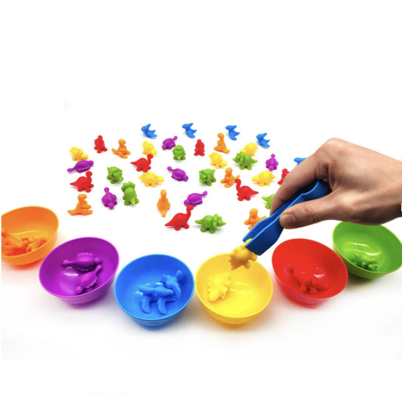 Jocuri si Jucarii - Jucarie creativa si de clasificare a culorilor Curcubeu, Dinozauri