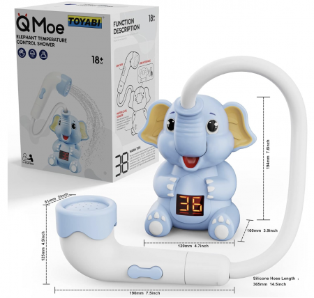 Jucarie de Baie Elefant cu Dus si Termometru pentru Bebe, bleu [7]