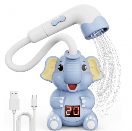 Jucarii de baie - Jucarie de Baie Elefant cu Dus si Termometru pentru Bebe, bleu