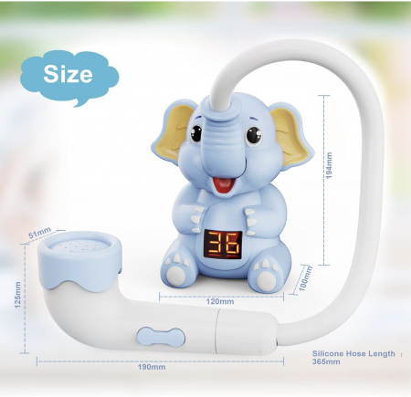 Jucarie de Baie Elefant cu Dus si Termometru pentru Bebe, bleu [2]
