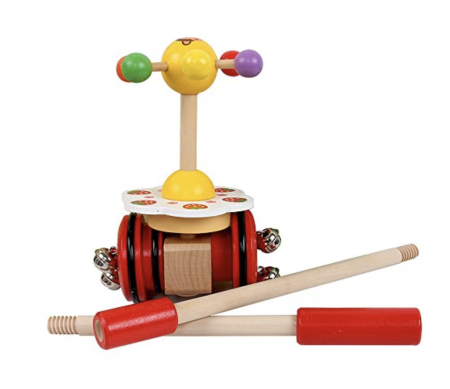 Jucarie de impins cu zornaitori, Curcubeul rotativ, din lemn [6]