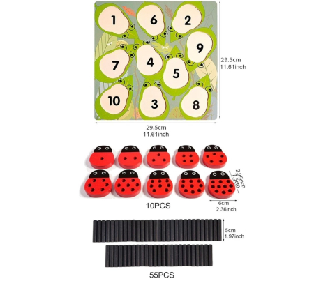 Jucarie de Numarare si sortare Montessori Ladybug, din lemn [2]