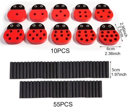 Jucarie de Numarare si sortare Montessori Ladybug, din lemn [4]