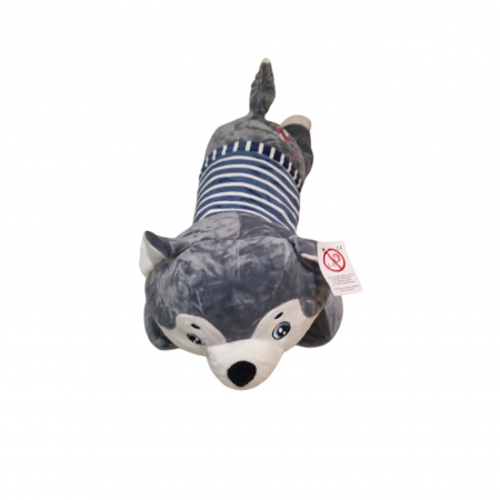 Jucarie de plus si perna cu patura inclusa, Cainele husky gri [6]