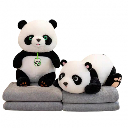 Jucarie de plus si perna cu patura gri inclusa, Panda [3]