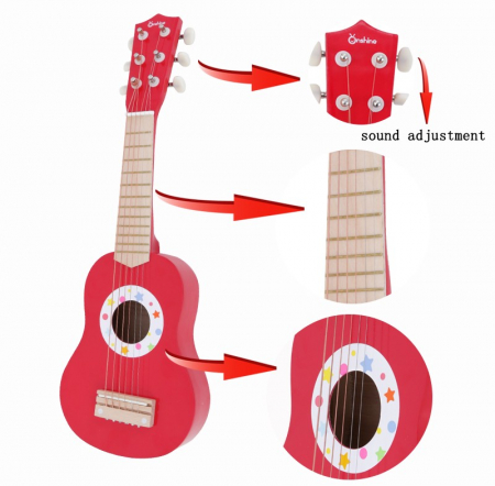 Jucarie din lemn Chitara clasica copii, rosu Artist - instrumente muzicale - Jucarie din lemn Chitara clasica copii, rosu