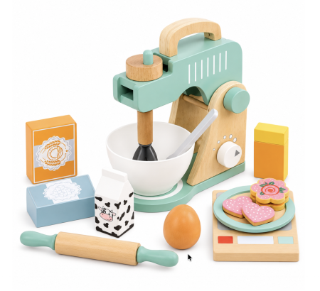 Jocuri si Jucarii - Robot De Bucatarie Din Lemn Cu Mixer Si 10 Accesorii KABI My Little Blender 22x24 cm 3 Ani