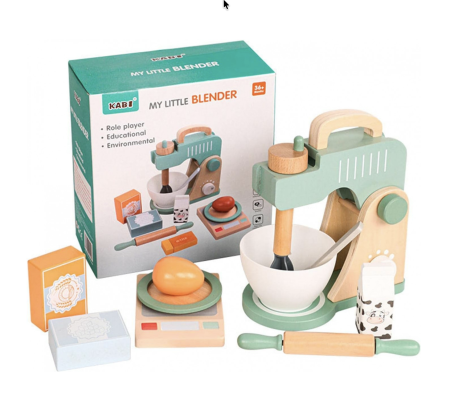Jocuri si Jucarii - Robot De Bucatarie Din Lemn Cu Mixer Si 10 Accesorii KABI My Little Blender 22x24 cm 3 Ani