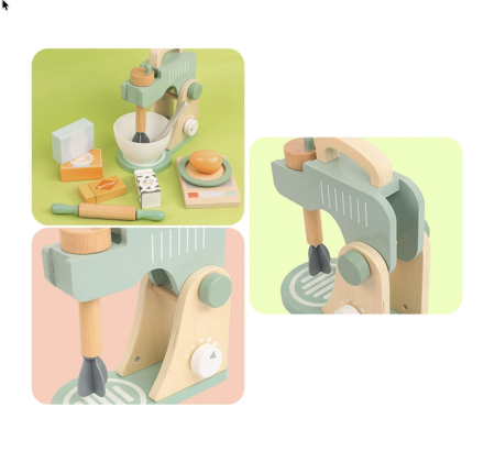 Robot De Bucatarie Din Lemn Cu Mixer Si 10 Accesorii KABI My Little Blender 22x24 cm 3 Ani [4]