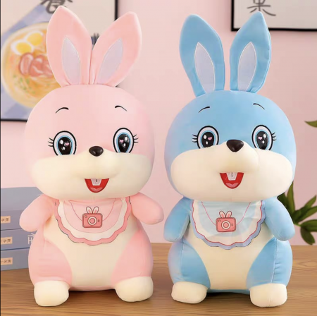 Ursi si plusuri mari - Jucarie din plus Iepurasul cu bavetica, 30 cm, bleu