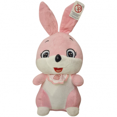 Jucarie din plus Iepurasul cu bavetica, 30 cm, roz [2]