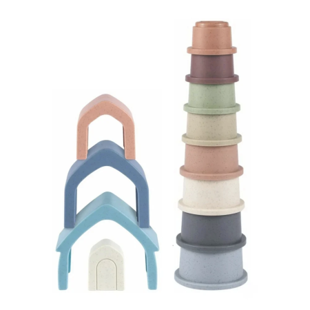 Jocuri si Jucarii - Jucarie Educativa din compozit Stacking House Casuta Si Pahare Stivuibile